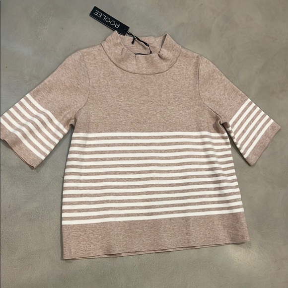 Roolee Tops - Roolee Tan and White Striped Top